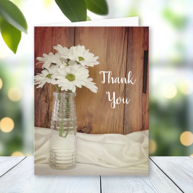 White Daisies in Milk Bottle Wedding Thank You Card (Creator Uploaded)