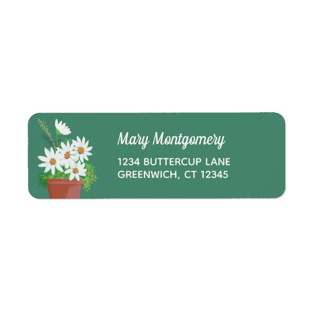 White Daisies in Terra Cotta Return Address Label (Front)