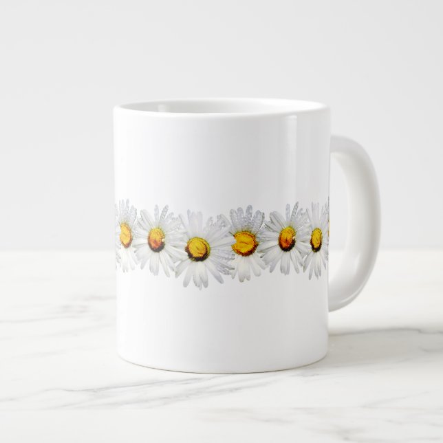 White Daisies in the Rain Giant Coffee Mug (Front Right)