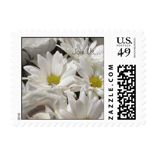 White Daisies Invitation Small Postal Square Postage