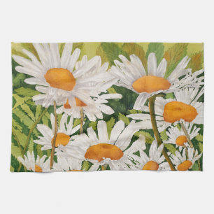 White Daisies Kitchen Towel