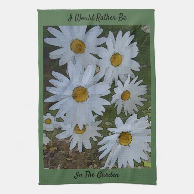 White Daisies Kitchen Towel (Vertical)