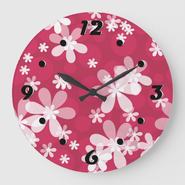 White daisies large clock (Front)