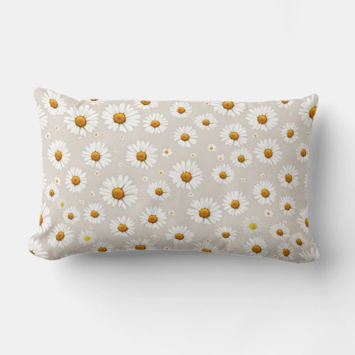 White Daisies  Lumbar Pillow