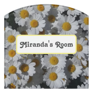 White Daisies Magnet Door Sign