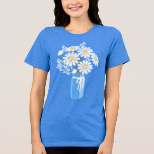 White Daisies Mason Jar Wedding Tri-Blend Shirt
