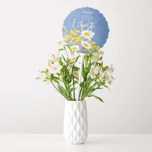 White Daisies Modern Wildflowers Happy Birthday Balloon