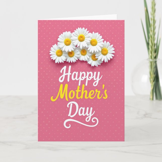 White Daisies Mothers Day Card (Front)