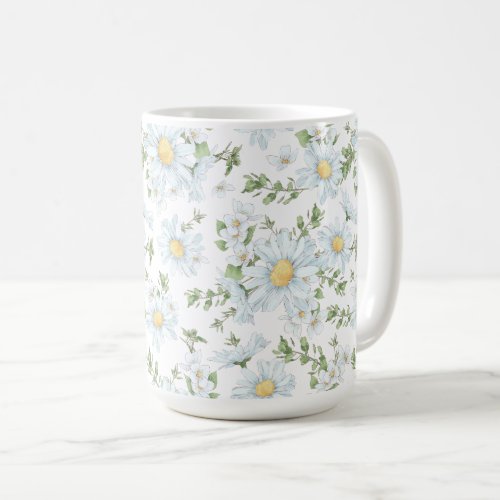 White Daisies Mug Large 15 oz