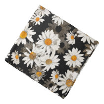 White Daisies on Black Floral Pattern Bandana White Daisies on Black Floral Pattern Bandana
