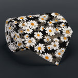 White Daisies on Black Floral Pattern Tie<br><div class="desc">This tie has a charming floral design featuring white colored daisies with yellow centers on a black background. Perfect for the man who loves flowers or women that love to use ties as a belt. Wear it in style! Designed by world renowned artist ©Tim Coffey.</div>