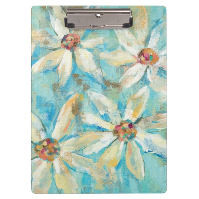 White Daisies on Blue Clipboard (Front)