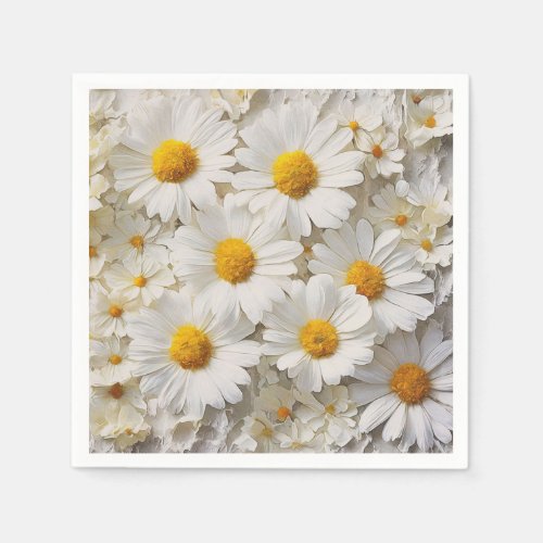 White Daisies On Distressed Paper Napkins