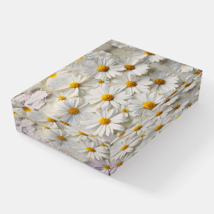 White Daisies On Distressed Paper Paperweight