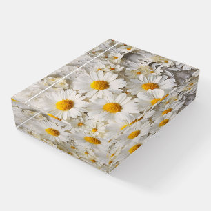 White Daisies On Distressed Paper Paperweight