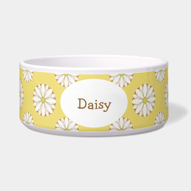 White Daisies on Golden Yellow Bowl (Front)