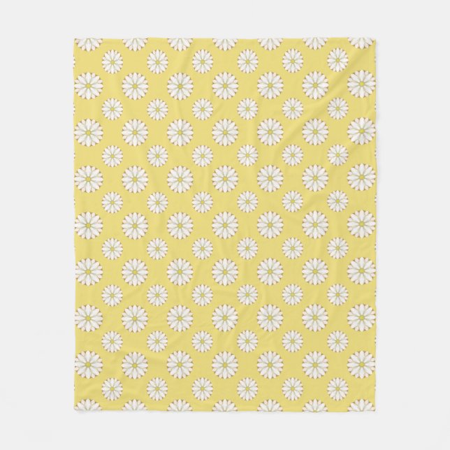 White Daisies on Golden Yellow Fleece Blanket (Front)