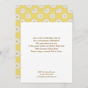 White Daisies on Golden Yellow Summer Picnic Invitation