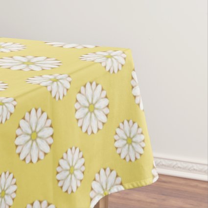 White Daisies on Golden Yellow Tablecloth