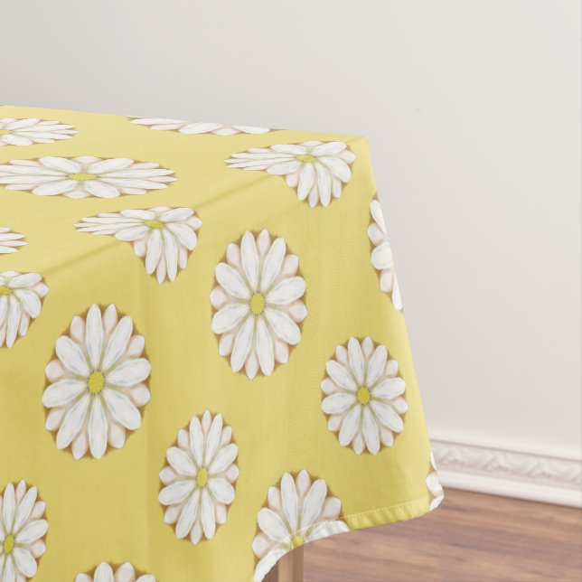 White Daisies on Golden Yellow Tablecloth (In Situ)