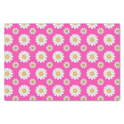 White Daisies on Hot Pink Tissue Paper
