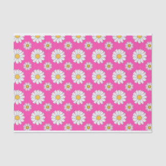 White Daisies on Hot Pink Tissue Paper