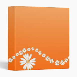 White Daisies on Orange Avery Binder
