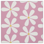 White daisies on pink background fabric