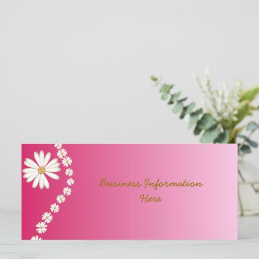 White Daisies on pink Bookmark Rack Card (Standing Front)