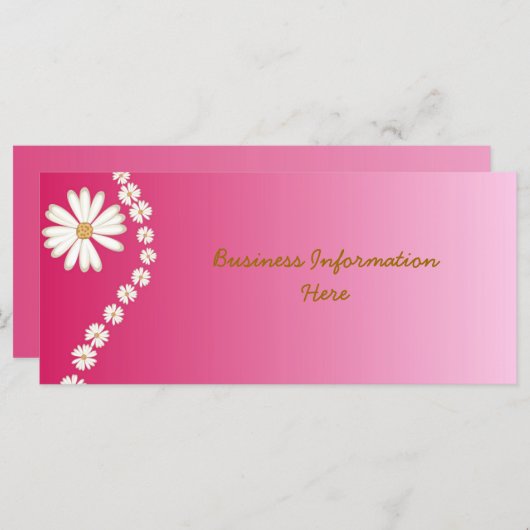 White Daisies on pink Bookmark Rack Card (Front/Back)