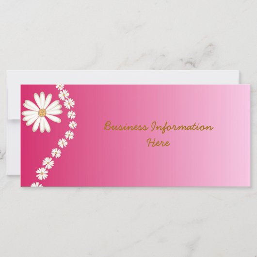 White Daisies on pink Bookmark Rack Card (Front)