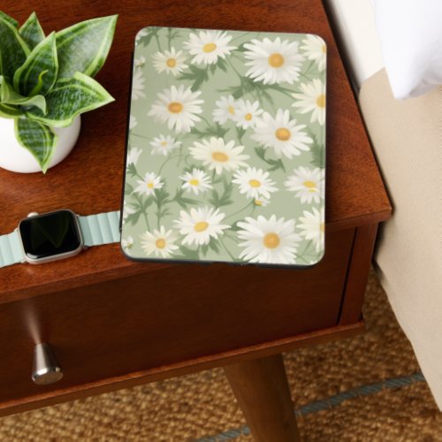 White Daisies On Sage Green Kindle Cover
