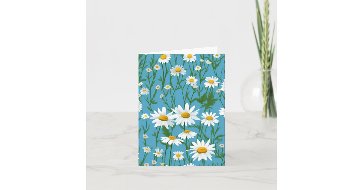 White Daisies On Turquoise Card | Zazzle