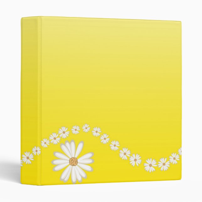 White Daisies on Yellow Avery Binder (Front/Spine)