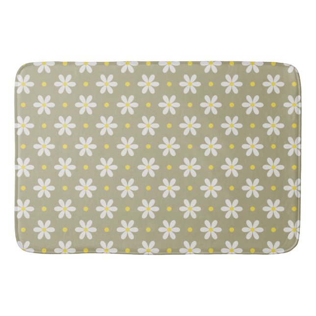 White Daisies Pattern Custom Background Bath Mat (Front)