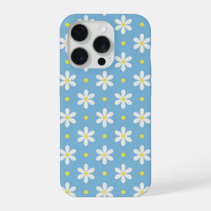 White Daisies Pattern Custom Background iPhone 15 Pro Case