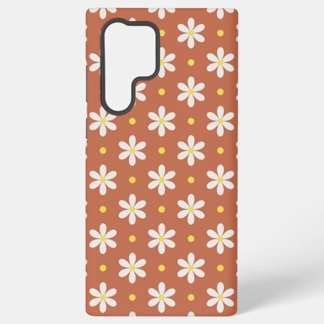 White Daisies Pattern Custom Background Samsung Galaxy Case (Back)