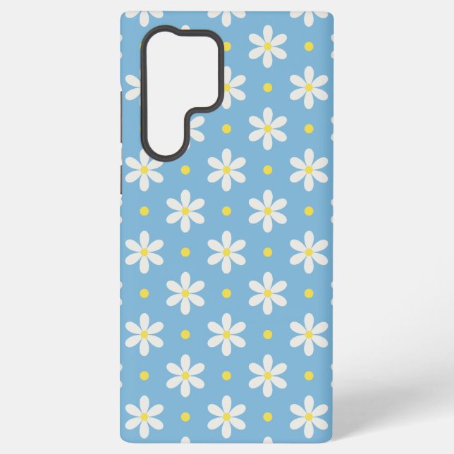 White Daisies Pattern Custom Background Samsung Galaxy Case (Back)