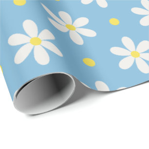 White Daisies Pattern Custom Background Wrapping Paper