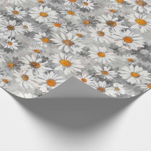 White Daisies Pattern Wrapping Paper