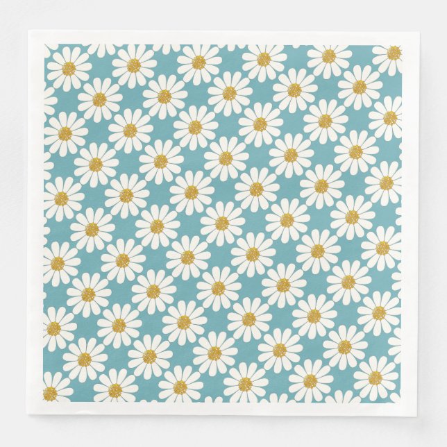 White Daisies patterns Paper Dinner Napkins (Front)