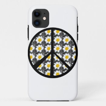 White Daisies Peace Sign Iphone 11 Case by ChristyWyoming at Zazzle