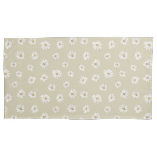 White Daisies Seamless Clear Image King Pillow Case