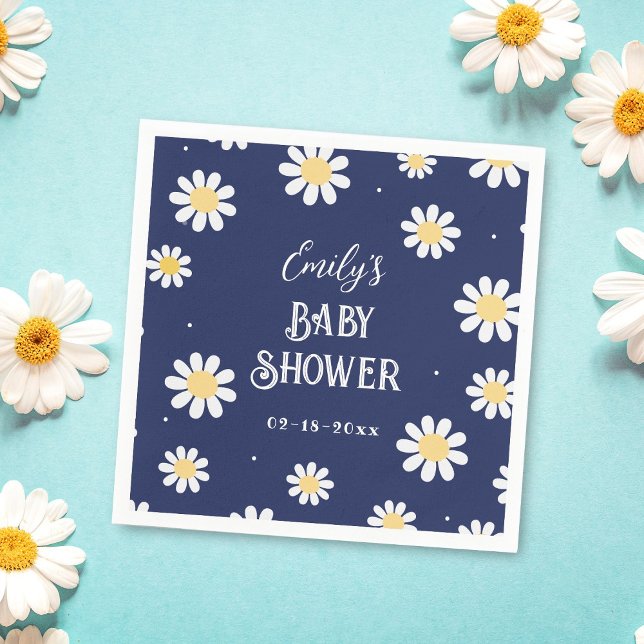White Daisies Spring Summer Boy Baby Shower Napkins (Creator Uploaded)
