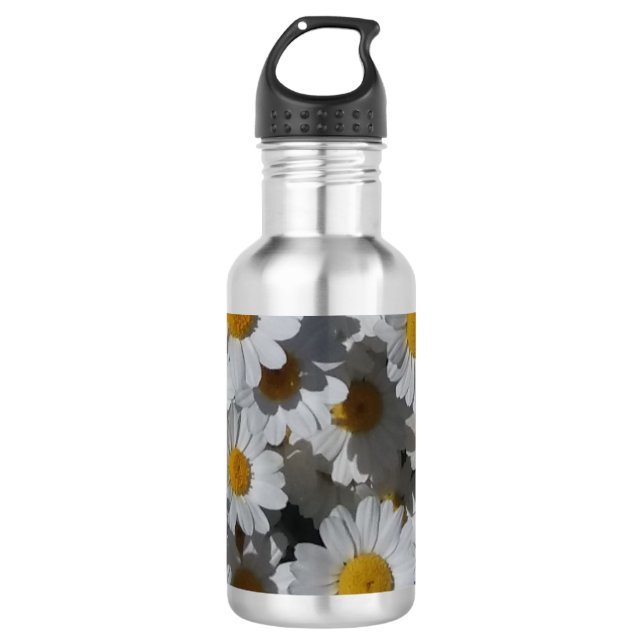 White Daisies Stainless Steel Water Bottle (Front)