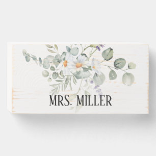 White Daisies Teacher Name Classroom Wooden Box Sign