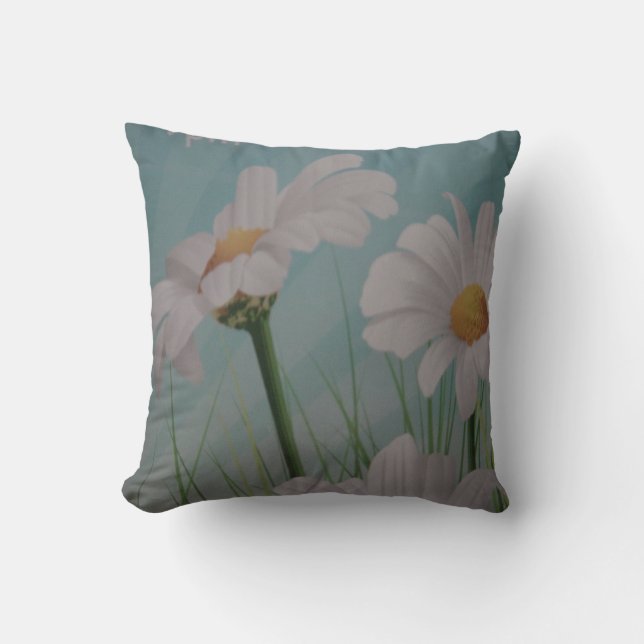 WHITE DAISIES THROW PILLOW (Front)