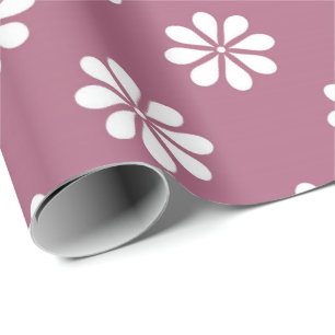 White Daisies w/Pink Background Wrapping Paper