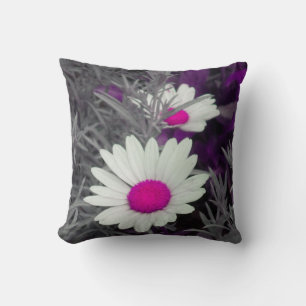 White Daisies (w/Pink) Throw Pillow 2 sided