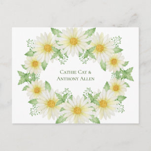 White Daisies Watercolor Budget Save the Date Postcard